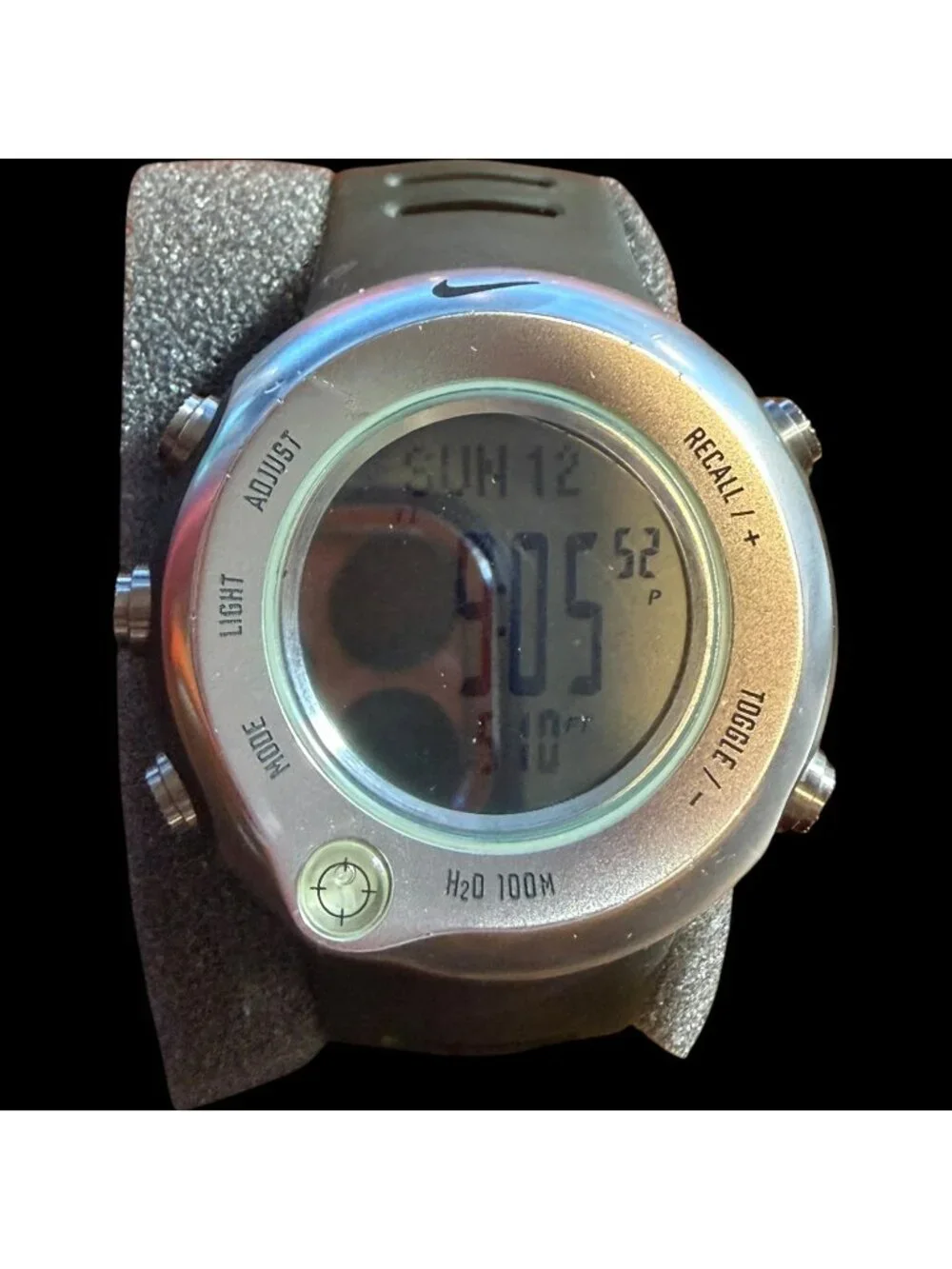 Nike Triax C8 H2O 100M Digital Watch Black Rubber Strap Stainless Steel Back